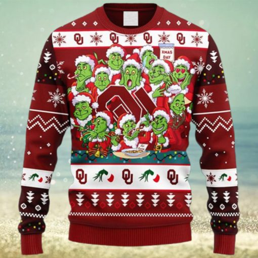 NCAA Christmas Oklahoma Sooners 12 Grinch Xmas Day Christmas Ugly Sweater For Men Women