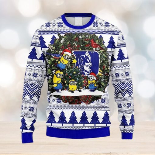 NCAA Duke Blue Devils Minion Christmas Ugly 3D Sweater For Men And Women Gift Ugly Christmas