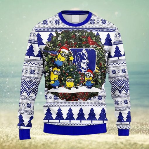 NCAA Duke Blue Devils Minion Christmas Ugly 3D Sweater For Men And Women Gift Ugly Christmas