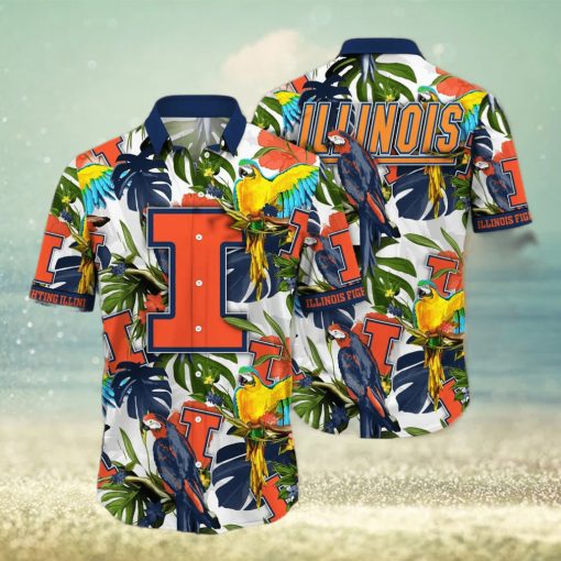 NCAA Illinois Fighting Illini Hawaiian Shirt Aloha Flora And Fauna Gift For Mom