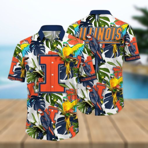 NCAA Illinois Fighting Illini Hawaiian Shirt Aloha Flora And Fauna Gift For Mom