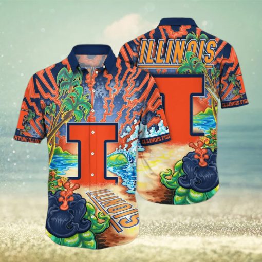 NCAA Illinois Fighting Illini Hawaiian Shirt Colorful Nature Gift For Dad