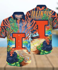 NCAA Illinois Fighting Illini Hawaiian Shirt Colorful Nature Gift For Dad