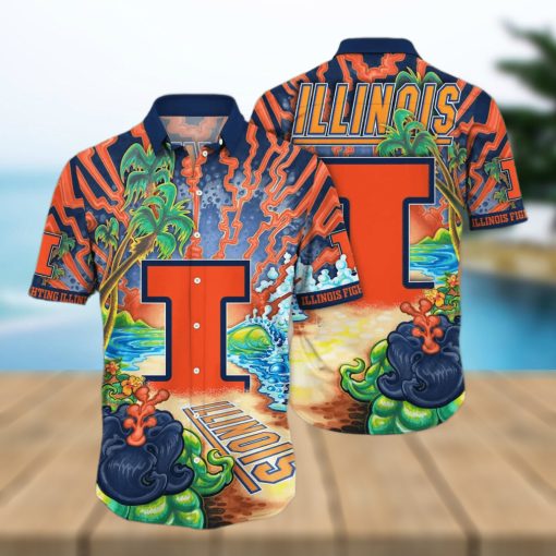 NCAA Illinois Fighting Illini Hawaiian Shirt Colorful Nature Gift For Dad