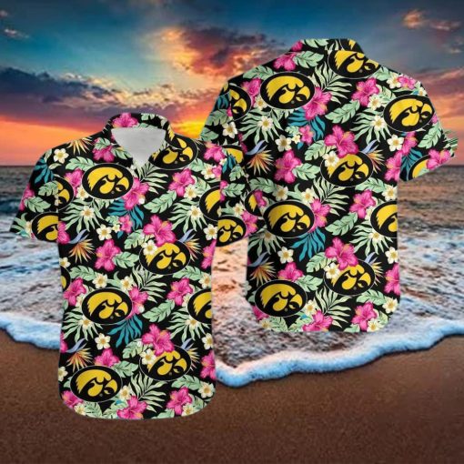 NCAA Iowa Hawkeyes Hawaiian Shirt Hibiscus Flowers Pattern Summer Aloha