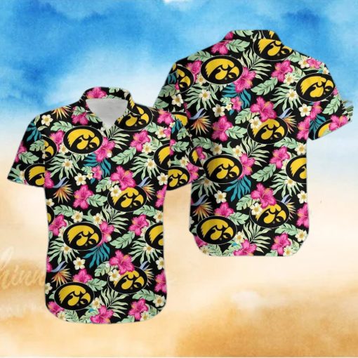 NCAA Iowa Hawkeyes Hawaiian Shirt Hibiscus Flowers Pattern Summer Aloha