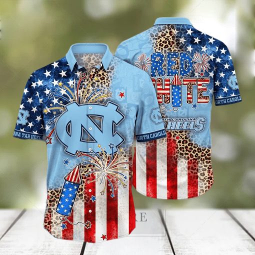 NCAA North Carolina Tar Heels Hawaiian Shirt Fireworks Independence Day