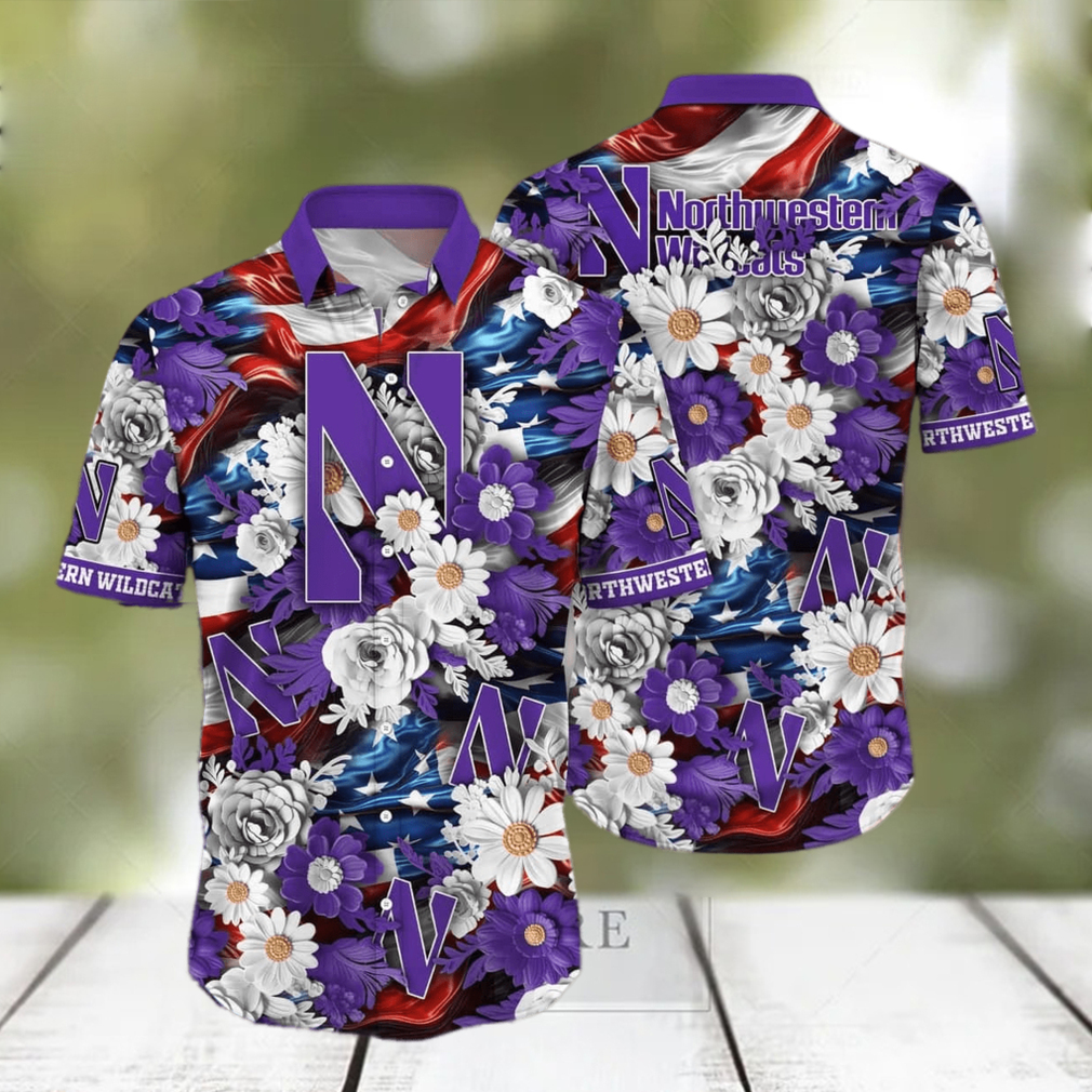 NCAA Northwestern Wildcats Flower Cheap Hawaiian Shirt 3D