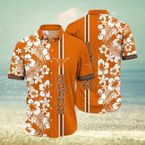 NCAA Texas Longhorns Hawaiian Shirt Aloha Shirt Flower White