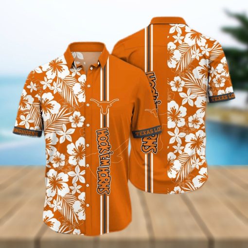 NCAA Texas Longhorns Hawaiian Shirt Aloha Shirt Flower White