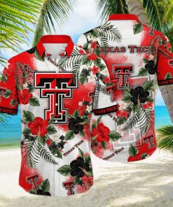 NCAA Texas Tech Red Raiders Hawaiian Shirt Hibiscus Flowers Pattern hawaiian shirt