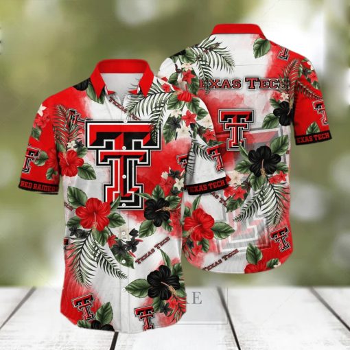 NCAA Texas Tech Red Raiders Hawaiian Shirt Hibiscus Flowers Pattern hawaiian shirt