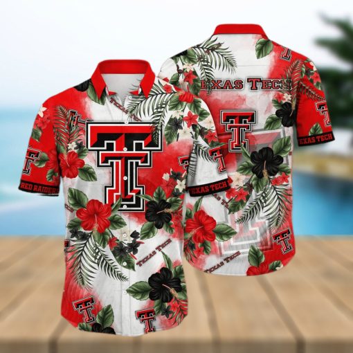 NCAA Texas Tech Red Raiders Hawaiian Shirt Hibiscus Flowers Pattern