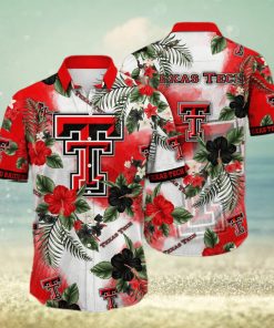 NCAA Texas Tech Red Raiders Hawaiian Shirt Hibiscus Flowers Pattern