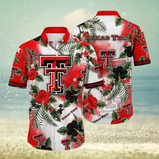 NCAA Texas Tech Red Raiders Hawaiian Shirt Hibiscus Flowers Pattern