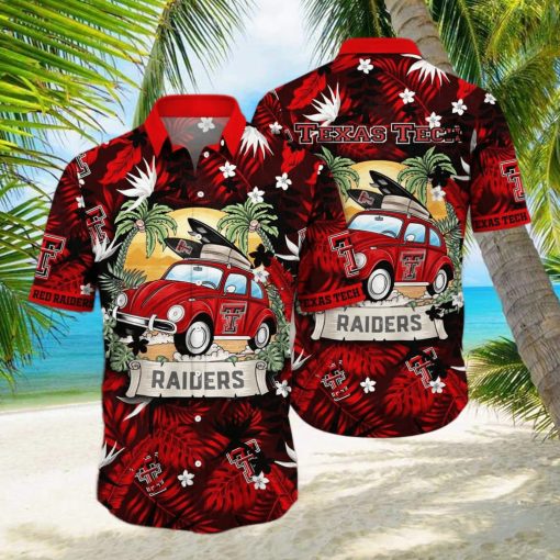 NCAA Texas Tech Red Raiders Hawaiian Shirt Palm Leaves Pattern Beach Gift For Him hawaiian shirt