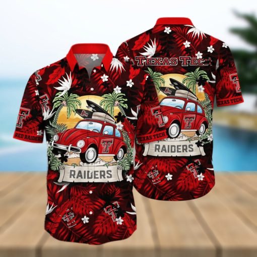 NCAA Texas Tech Red Raiders Hawaiian Shirt Palm Leaves Pattern Beach Gift For Him