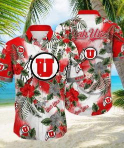 NCAA Utah Utes Hawaiian Shirt Hibiscus Flowers Pattern hawaiian shirt