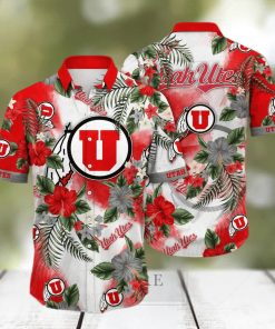 NCAA Utah Utes Hawaiian Shirt Hibiscus Flowers Pattern hawaiian shirt