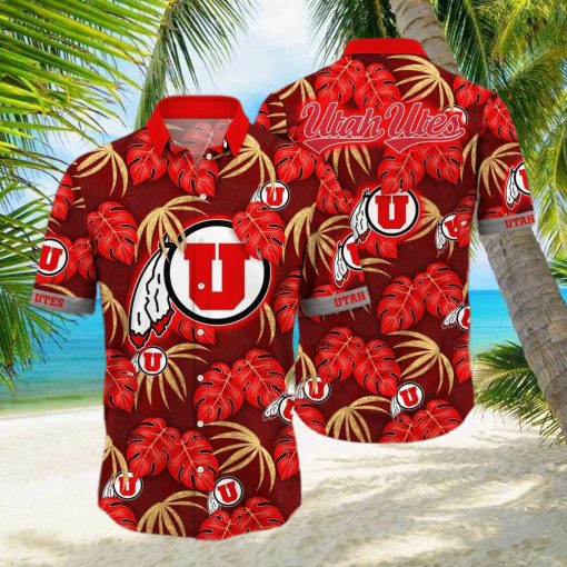 NCAA Utah Utes Hawaiian Shirt Palm Leaves Pattern hawaiian shirt