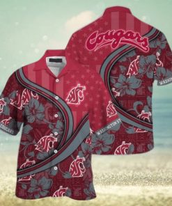 NCAA Washington State Cougars Hawaiian Shirt Aloha Shirt Custom Name Summer Beach Gift