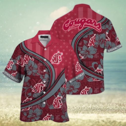 NCAA Washington State Cougars Hawaiian Shirt Aloha Shirt Custom Name Summer Beach Gift