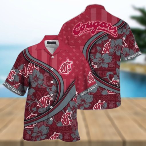 NCAA Washington State Cougars Hawaiian Shirt Aloha Shirt Custom Name Summer Beach Gift