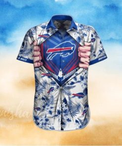 NFL Buffalo Bills Hawaiian Shirt Blue Tropical Flower Beach Gift For Football Players NFL Hawaiian Shirt