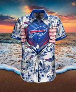 NFL Buffalo Bills Hawaiian Shirt Blue Tropical Flower Beach Gift For Football Players NFL Hawaiian Shirt