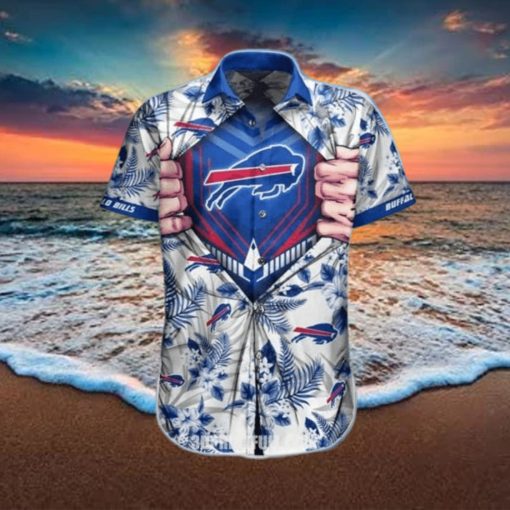 NFL Buffalo Bills Hawaiian Shirt Blue Tropical Flower Beach Gift For Football Players  NFL Hawaiian Shirt