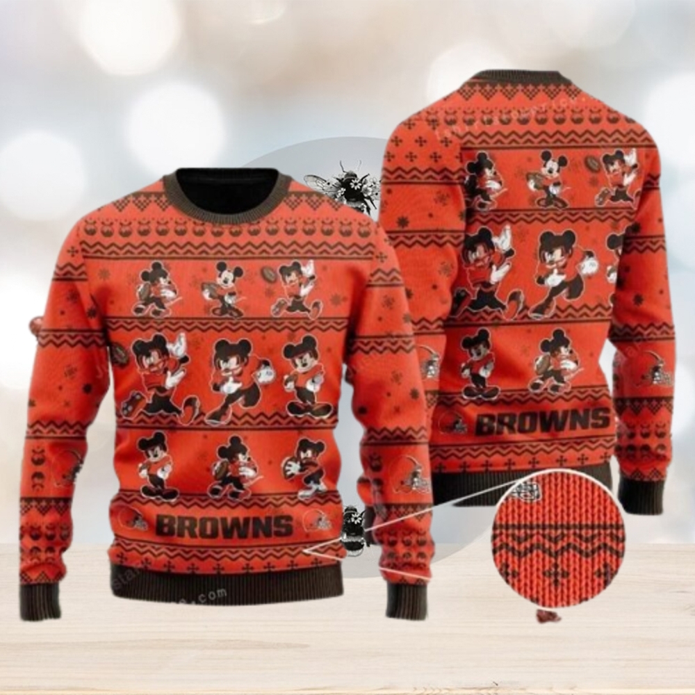 Cleveland Browns Mickey Mouse Ugly Christmas Sweater - Limotees