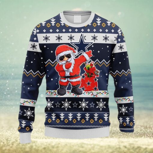 NFL Dallas Cowboys Dabbing Santa Claus Christmas Ugly 3D Sweater For Men And Women Gift Ugly Christmas