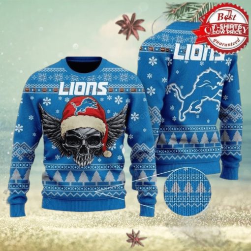 NFL Detroit Lions Golden Skull Christmas Ugly Sweater