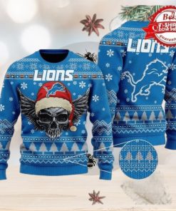 NFL Detroit Lions Golden Skull Christmas Ugly Sweater