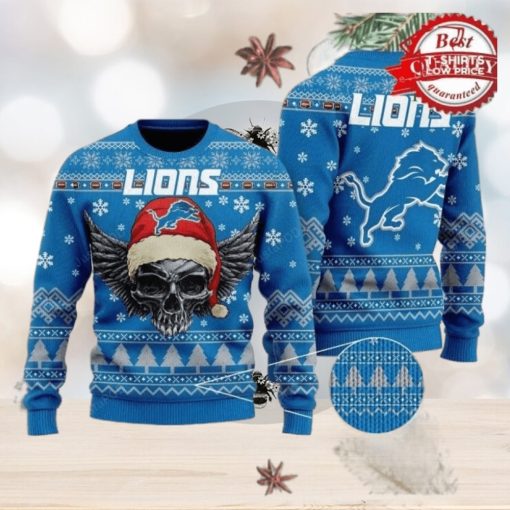 NFL Detroit Lions Golden Skull Christmas Ugly Sweater