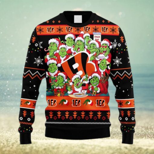 NFL Fans Cincinnati Bengals 12 Grinch Xmas Day Christmas Ugly Sweater For Men Women