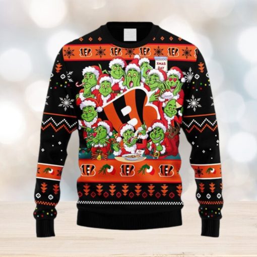 NFL Fans Cincinnati Bengals 12 Grinch Xmas Day Christmas Ugly Sweater For Men Women