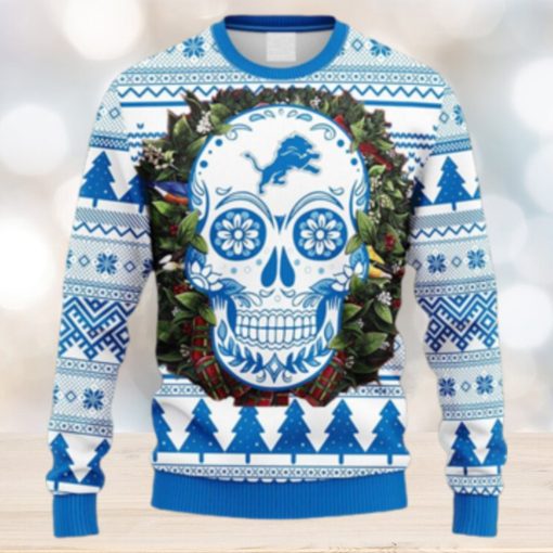 NFL Fans Detroit Lions Skull Flower Ugly Christmas Ugly Sweater For Men Women