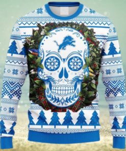 NFL Fans Detroit Lions Skull Flower Ugly Christmas Ugly Sweater For Men Women