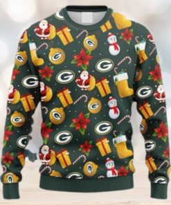 NFL Fans Green Bay Packers Santa Claus Snowman Christmas Ugly Sweater For Men Women