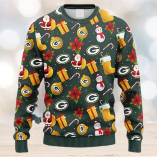 NFL Fans Green Bay Packers Santa Claus Snowman Christmas Ugly Sweater For Men Women