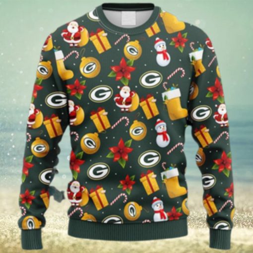 NFL Fans Green Bay Packers Santa Claus Snowman Christmas Ugly Sweater For Men Women