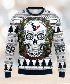 NFL Fans Houston Texans Skull Flower Ugly Christmas Ugly Sweater For Men Women