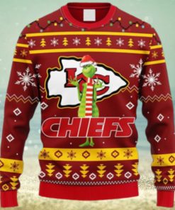 NFL Fans Kansas City Chiefs Funny Grinch Christmas Ugly Sweater For Men Women