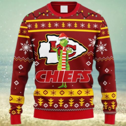 NFL Fans Kansas City Chiefs Funny Grinch Christmas Ugly Sweater For Men Women