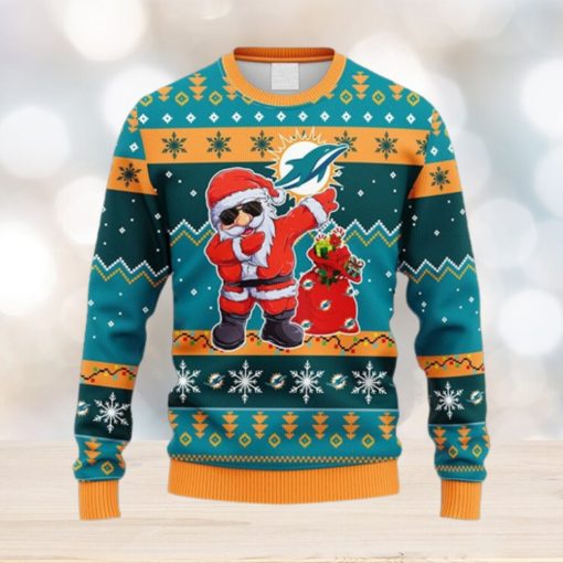 NFL Fans Miami Dolphins Dabbing Santa Claus Christmas Ugly Sweater For Men Women