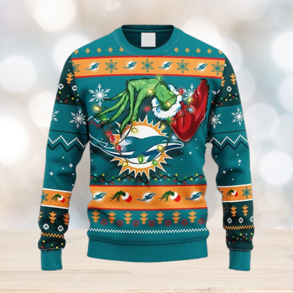 NFL Fans Miami Dolphins Grinch Christmas Ugly Sweater For Men