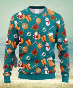 NFL Fans Miami Dolphins Santa Claus Snowman Christmas Ugly Sweater For Men Women