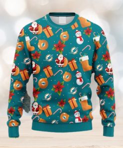 NFL Fans Miami Dolphins Santa Claus Snowman Christmas Ugly Sweater For Men Women