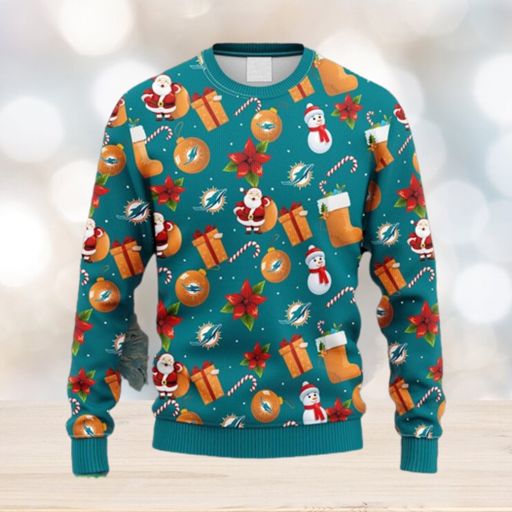 Miami Dolphins Fans Gingerbread Man Ugly Christmas Sweater Gift